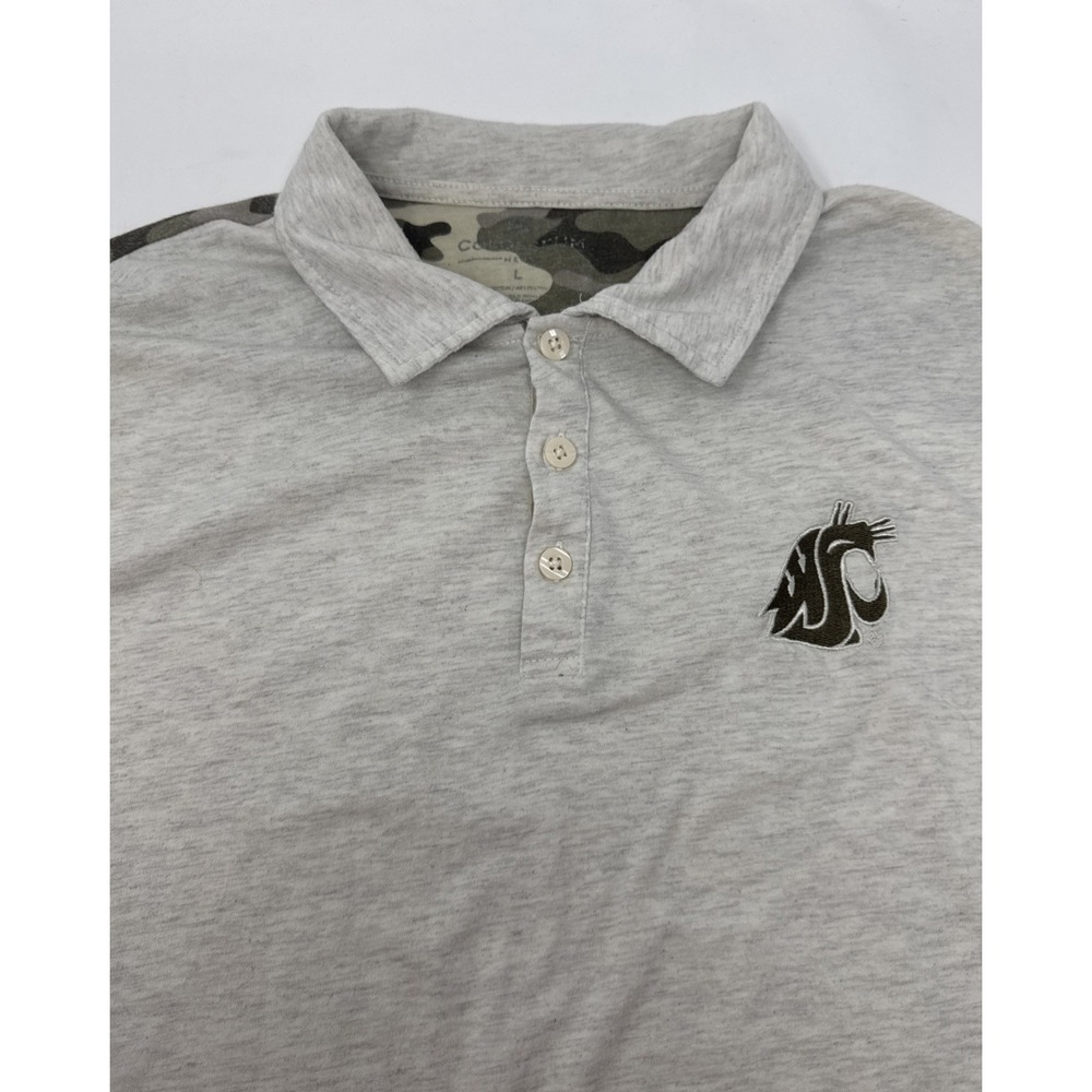 WSU OHT Camo Collar Polo Shirt Gray‎ Embroidered Logo Mens Large